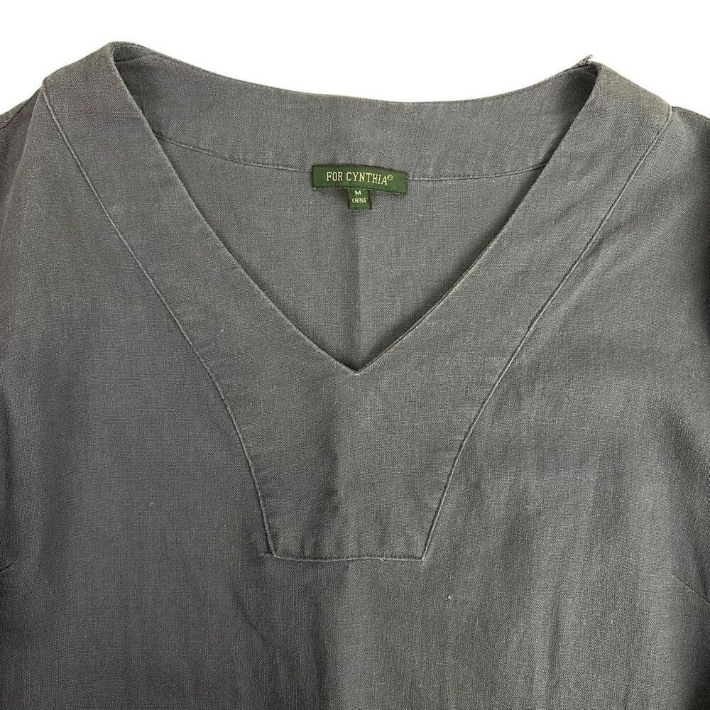 For Cynthia Medium Linen Blend Shift Dress Grayish Blue - Picture 5 of 6